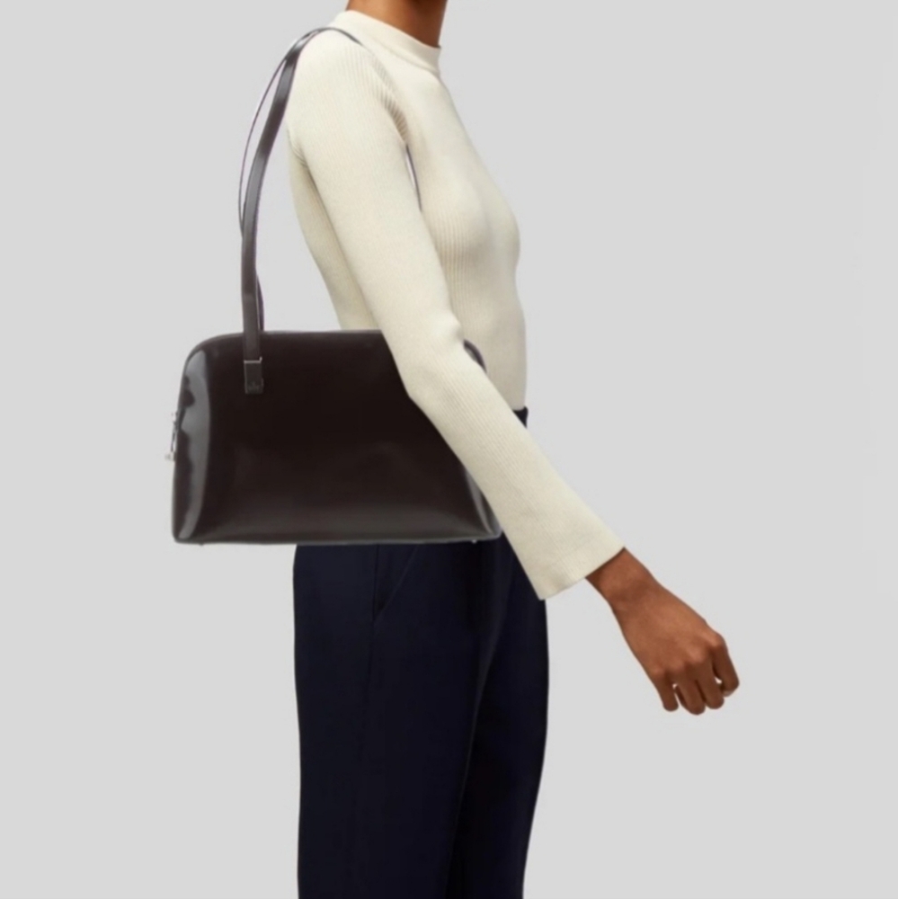 Gucci Black Patent Medium Ziptote Shoulder Bag w/SILVER HARDWARE